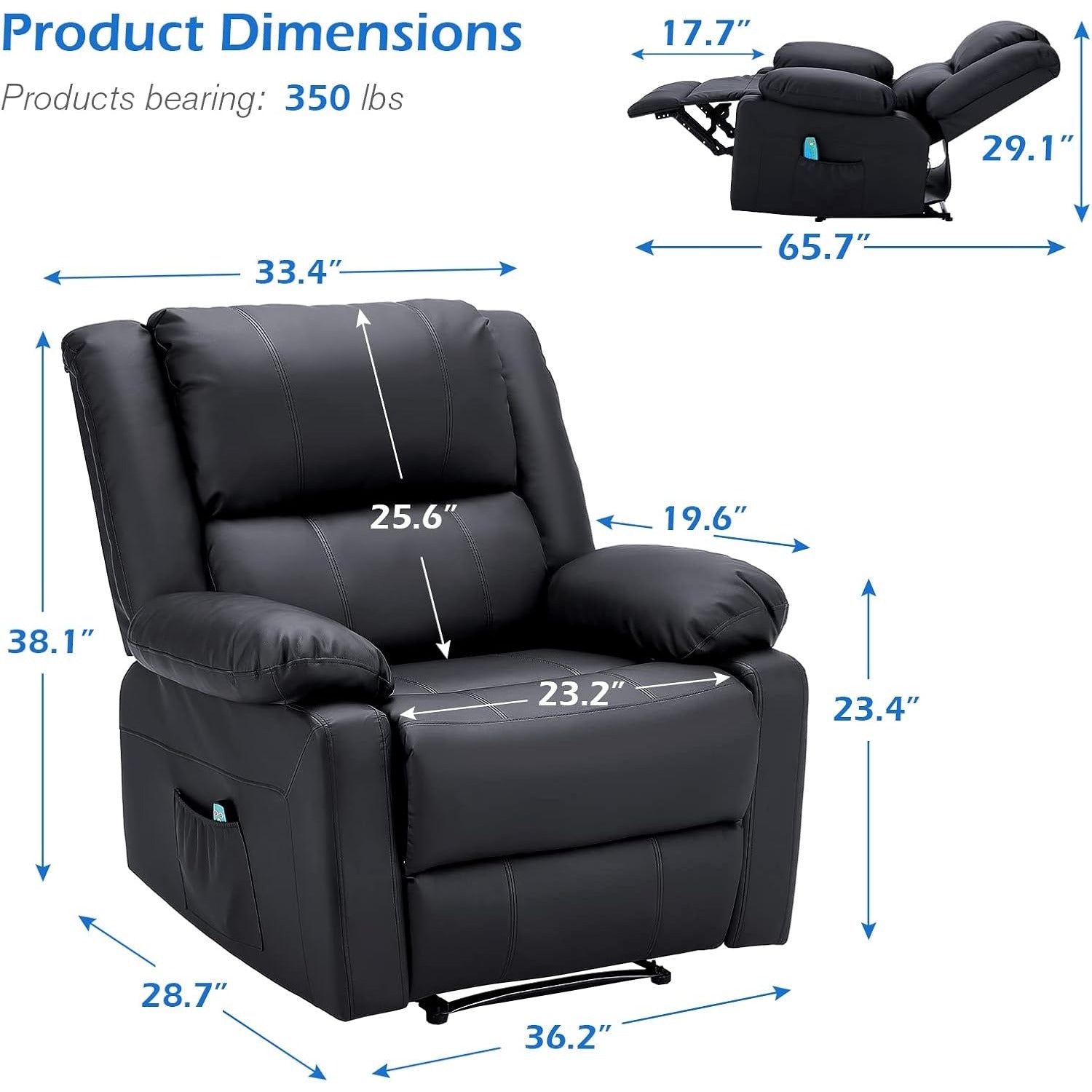 YODOLLA Massage Recliner Chair, Black