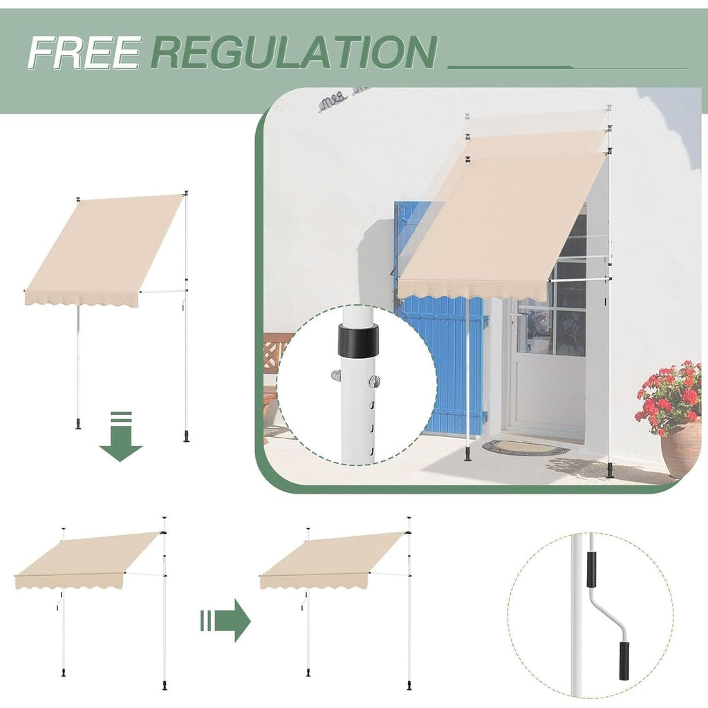 YODOLLA 2x1.8m Free Standing Awning, Beige