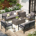YODOLLA 6 Pieces Metal Patio Furniture Set, Grey