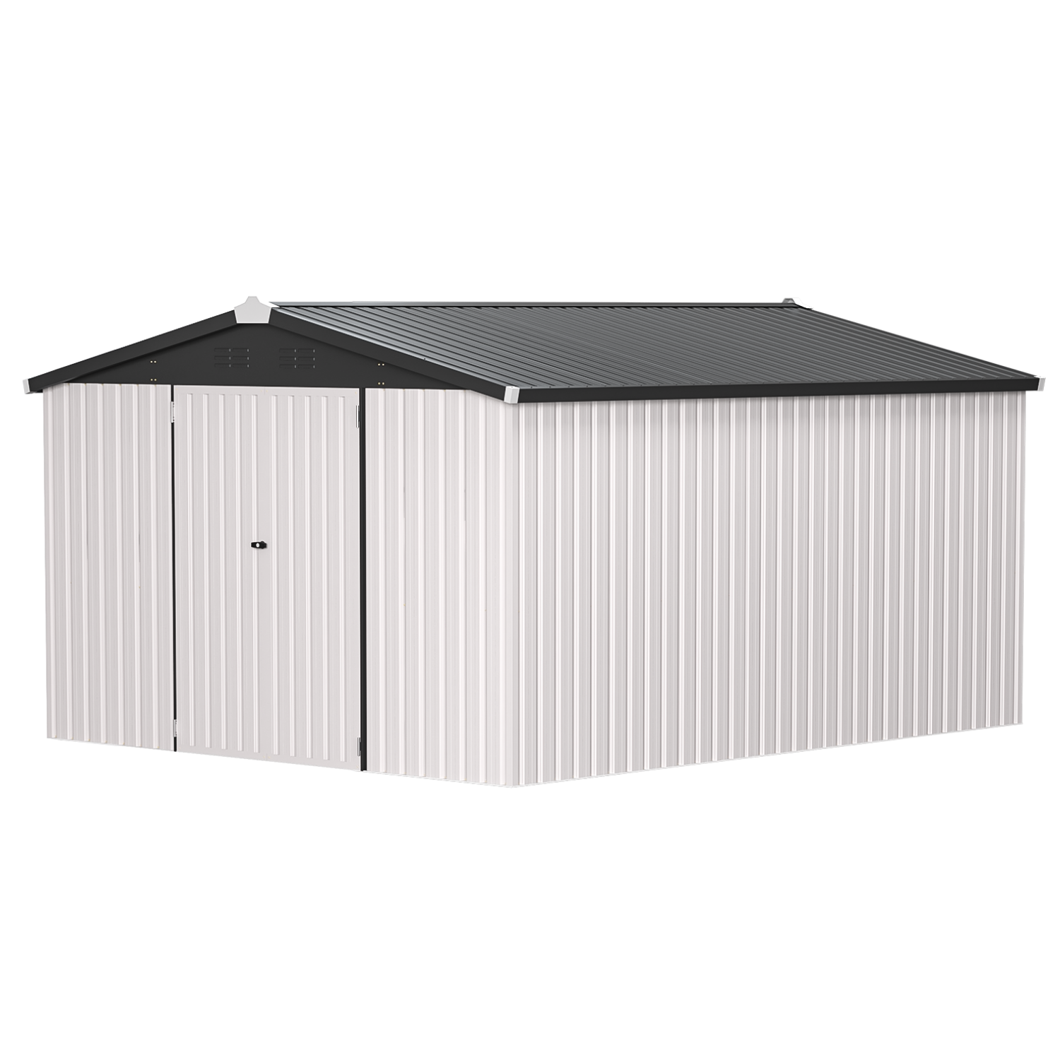 YODOLLA 10x14 Metal Outdoor Storage Garden Shed, White