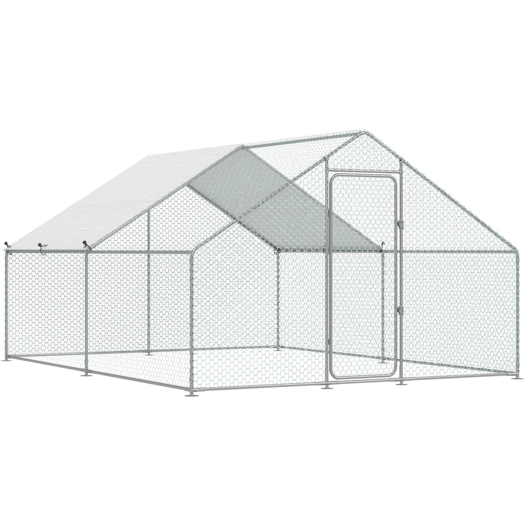 YODOLLA 4m Large Metal Chicken Cage with a pointed roof