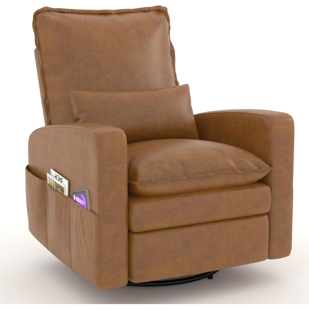 YODOLLA Rocking Chair Reclining Sofa Chair, Faux Leather Brownbest