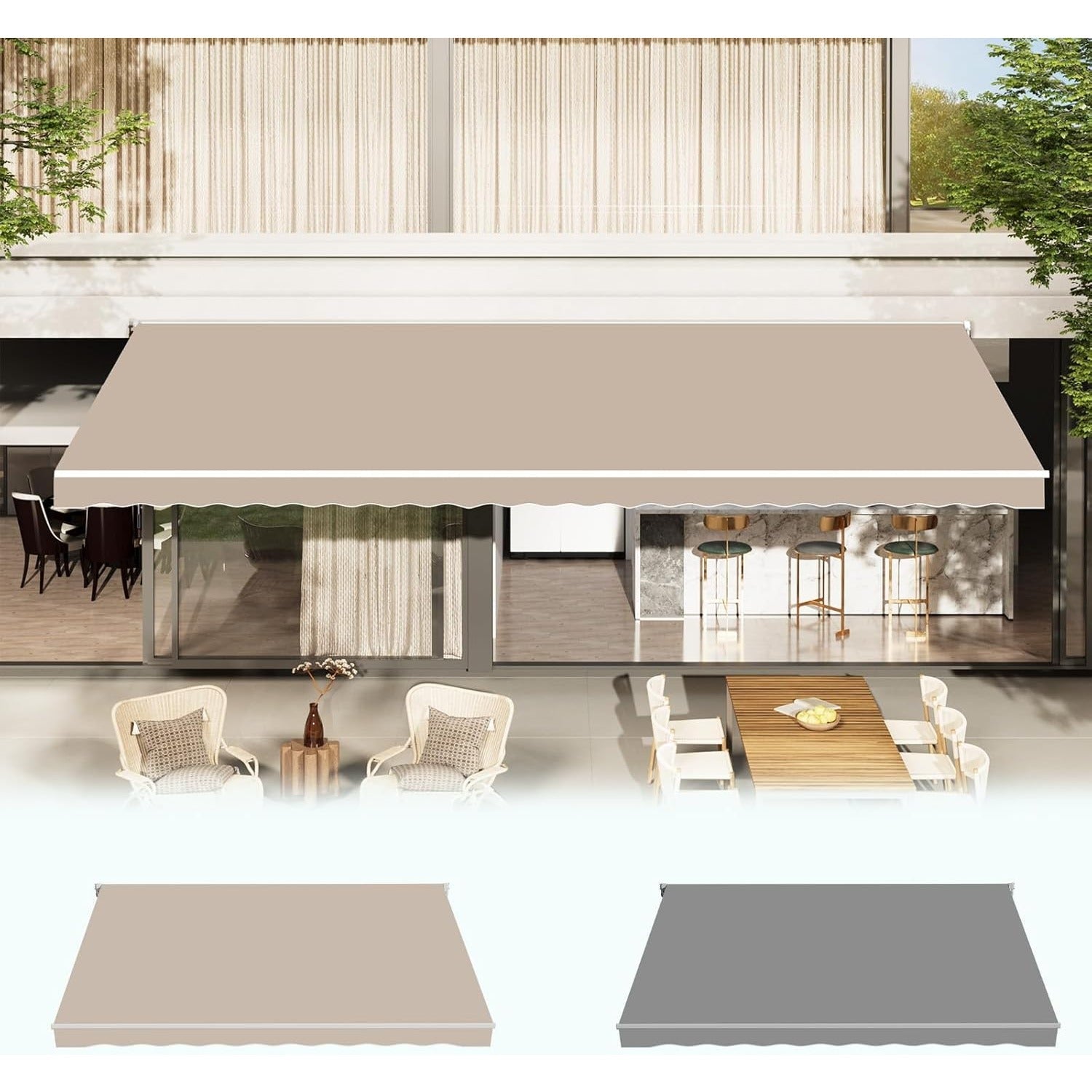 YODOLLA 10x8FT Retractable Awning Replacement Sunshade Canopy