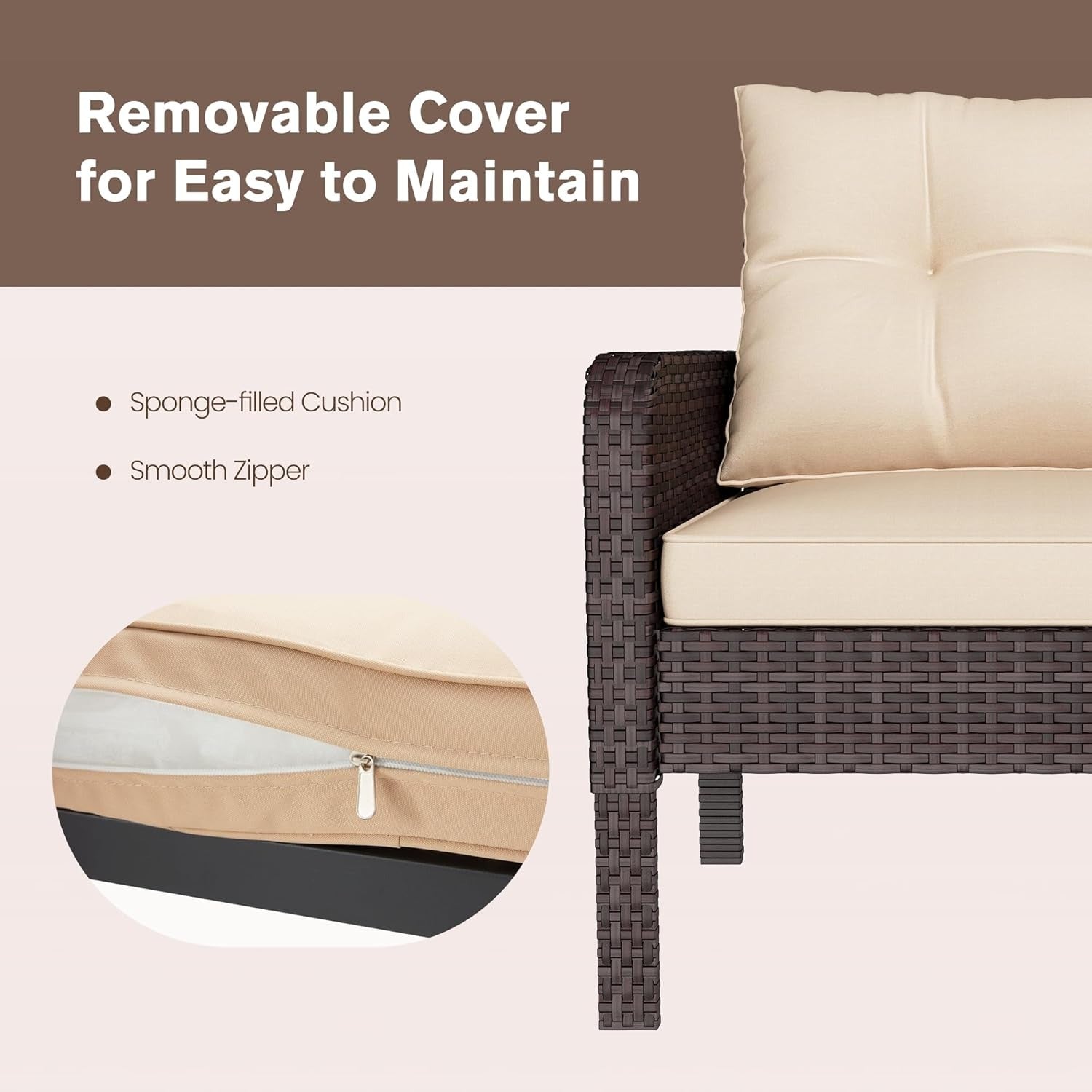 YODOLLA Outdoor 5 Pieces Patio Furniture Set, Beigebest