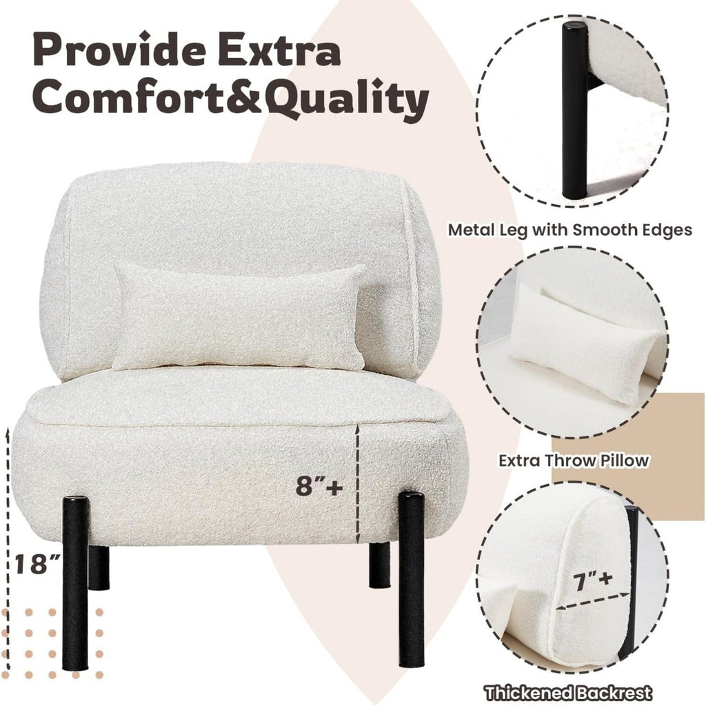 YODOLLA  Mid Century Modern Accent Chair, Extra Large Teddy Upholstered Lounge Chair with Pillow