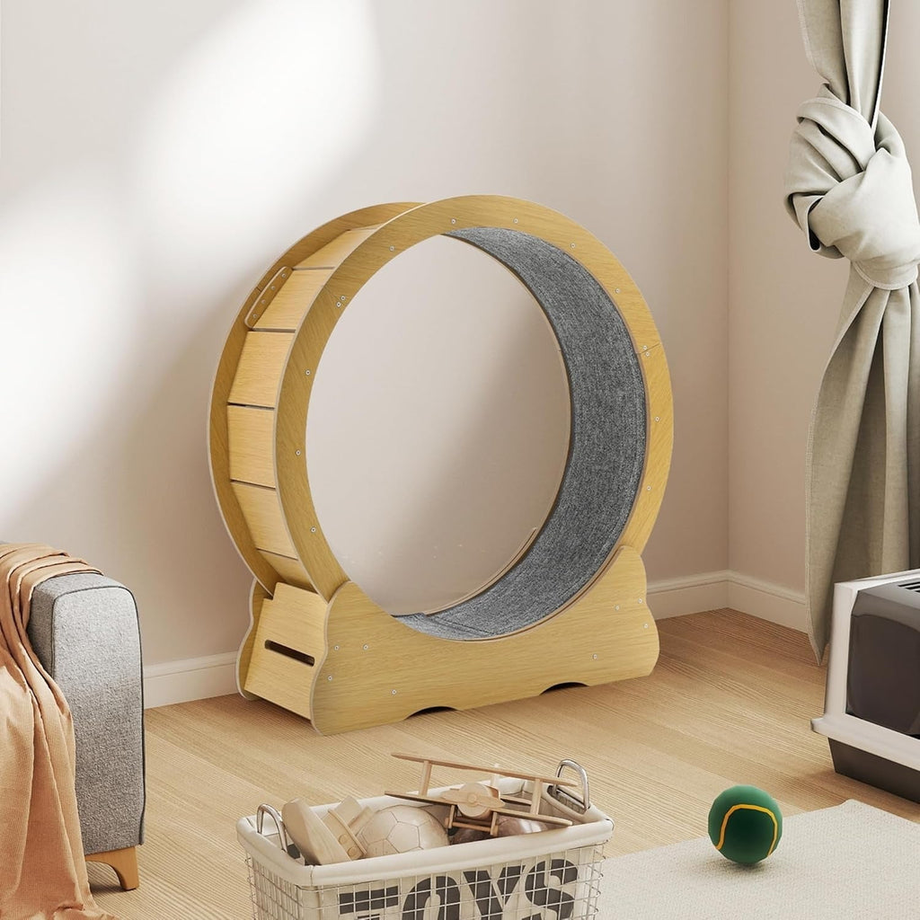 YODOLLA 35.8'' Cat Wheel Large Quiet Cat Treadmill, Naturalbest