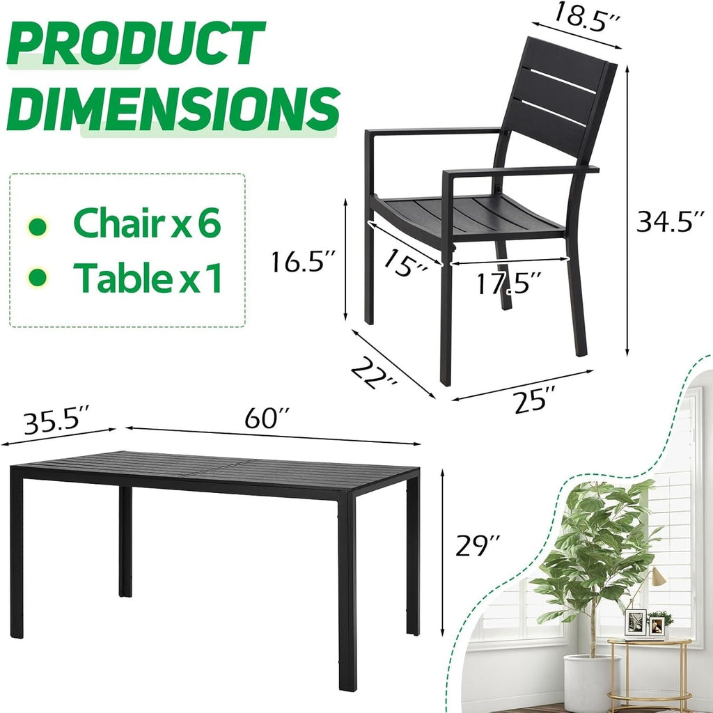 YODOLLA 7-Piece Aluminum Patio Table and Chairs Set