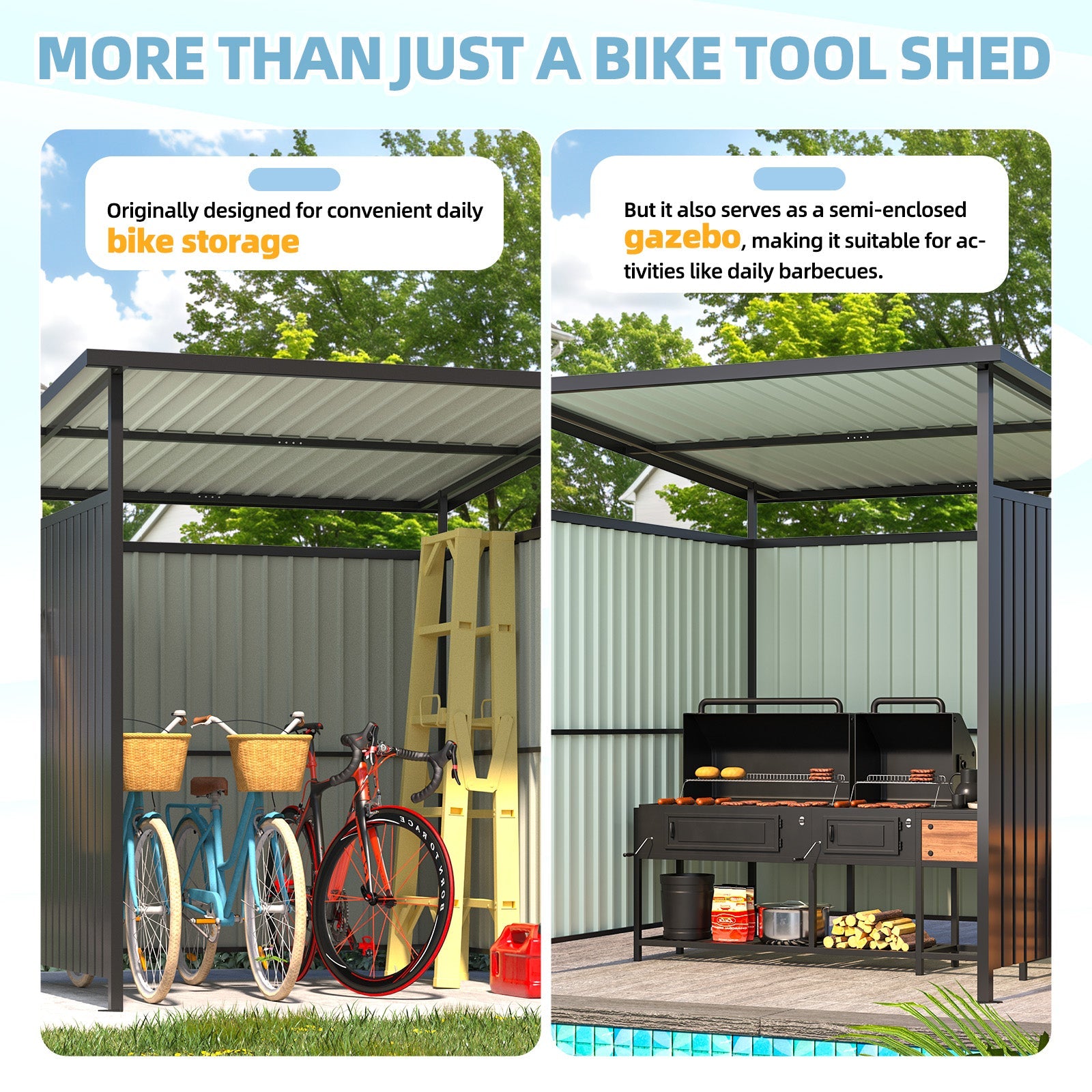 YODOLLA 6' x 6' Gazebo Outdoor Pergola for Patio, Small Lean to Hardtop Grill Gazebo