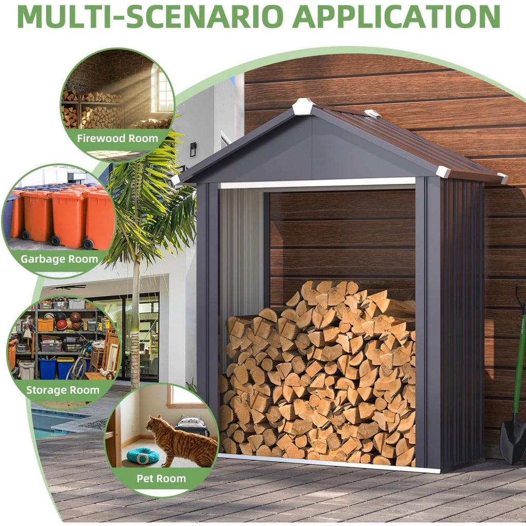 YODOLLA 2x5FT Outdoor Storage Shed, Grey