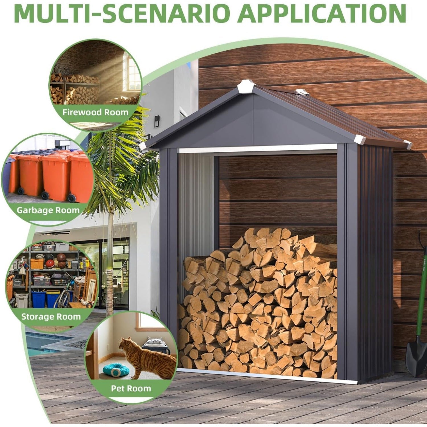 YODOLLA 2x5FT Outdoor Storage Shed, Grey