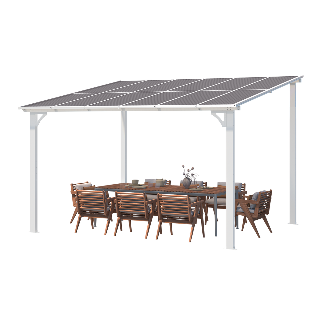 YODOLLA 12’ x 10’ Hard Top Lean to Gazebos Pergola, White