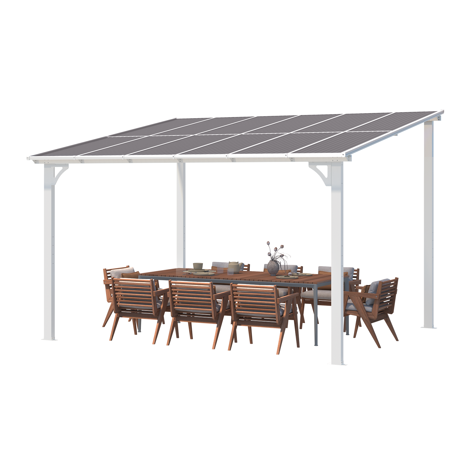 YODOLLA 12’ x 10’ Hard Top Lean to Gazebos Pergola, White