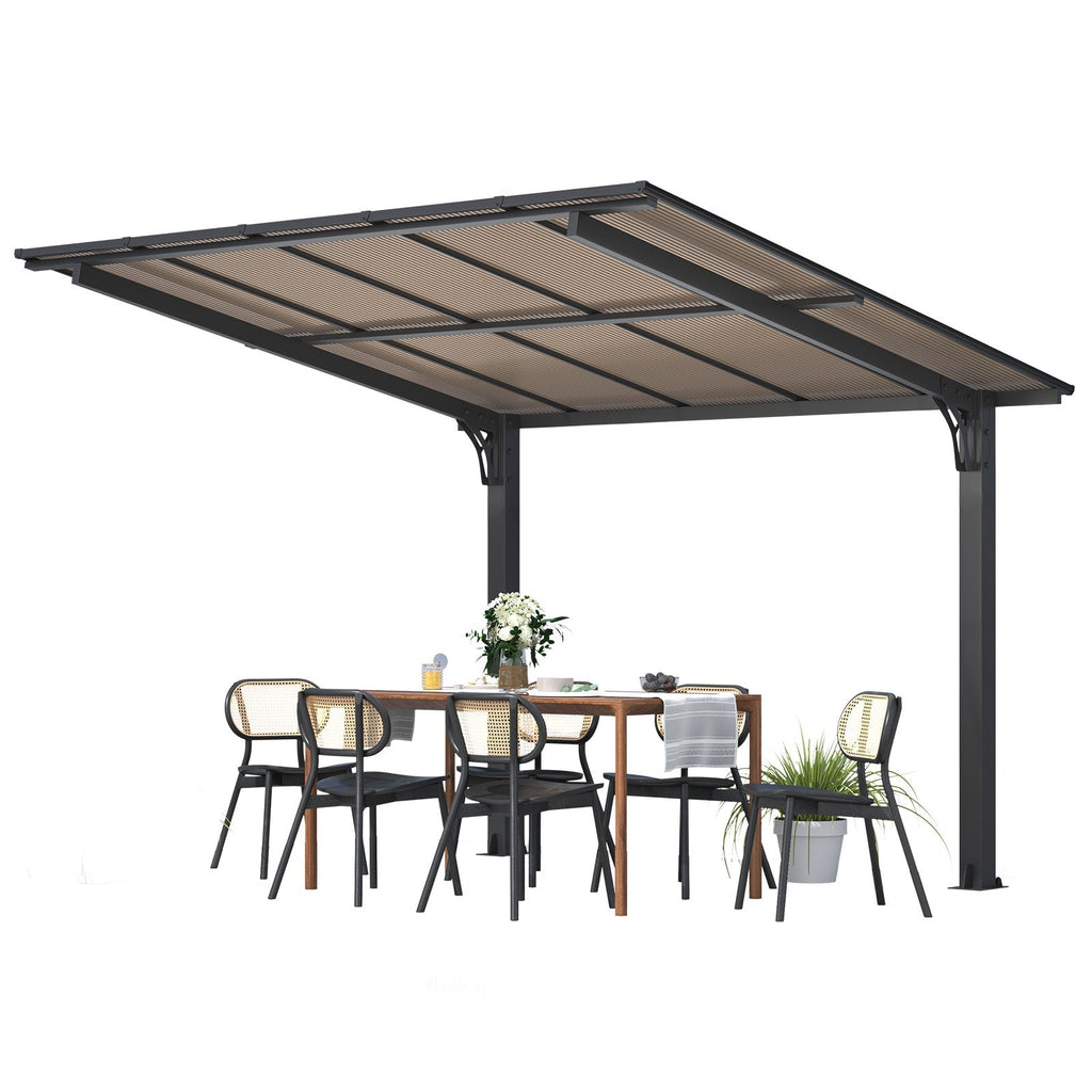 YODOLLA 10' x 8' Freestanding  Lean to Hard Top Gazebo Outdoor Pergolabest