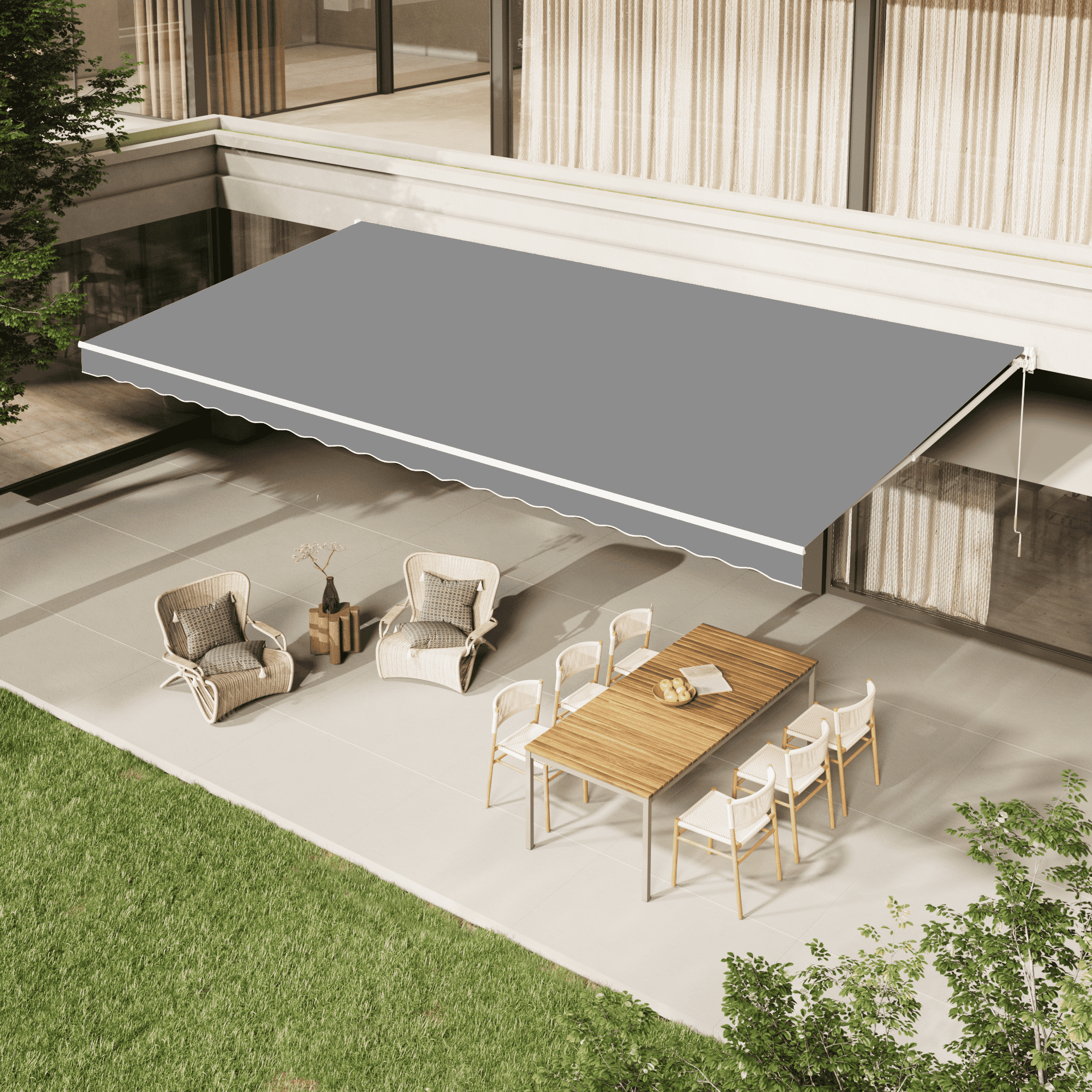 YODOLLA 20'×10' Manual Retractable Awning Sun Shade Patio