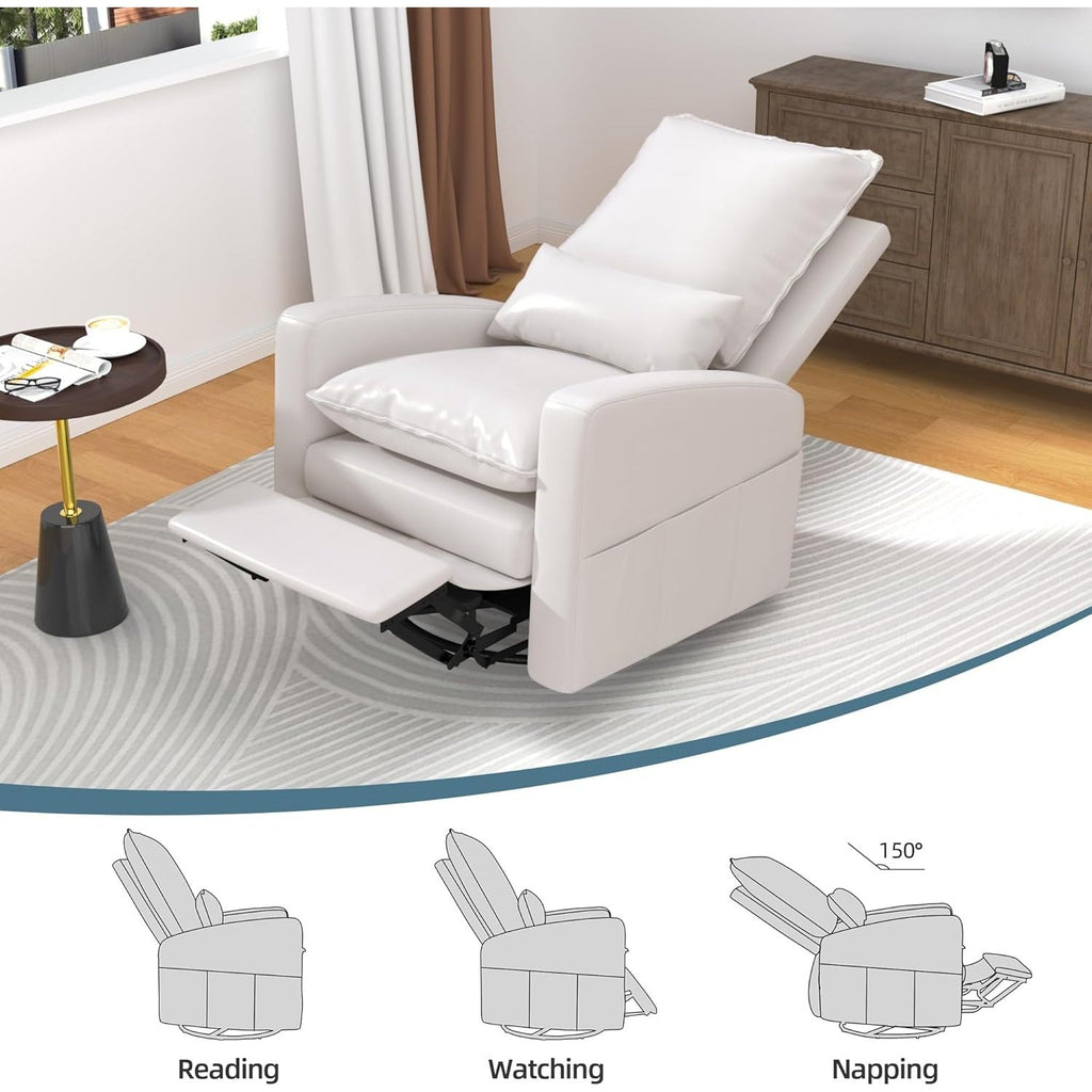 YODOLLA Rocking Chair Reclining Sofa Chair, Faux Leather Whitebest