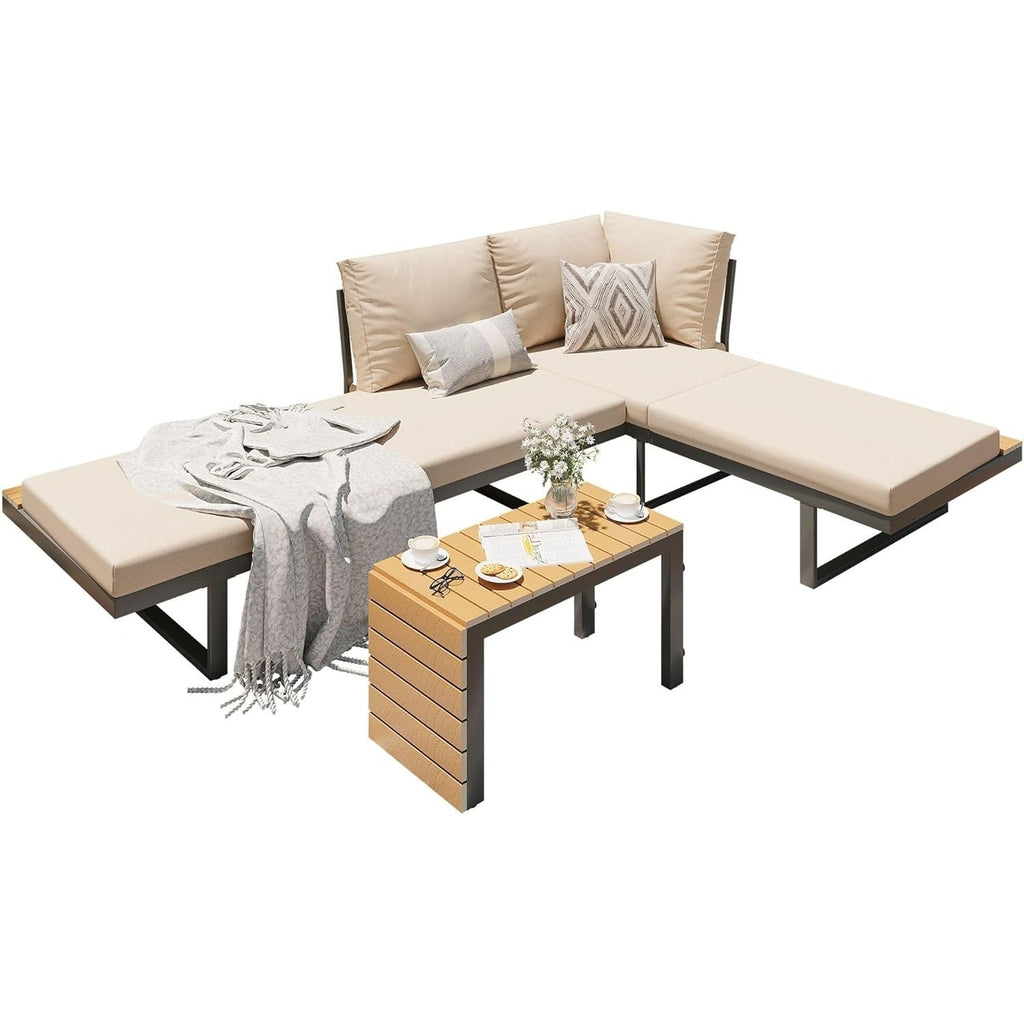 YODOLLA 4 Piece Metal Patio Furniture Set