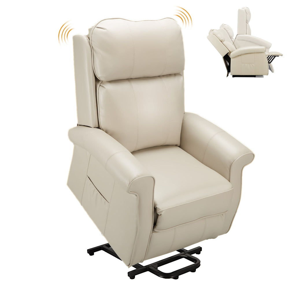 YODOLLA Electric Power Lift Recliner Chair for Elderly, Faux Leather, Cream Whitebest