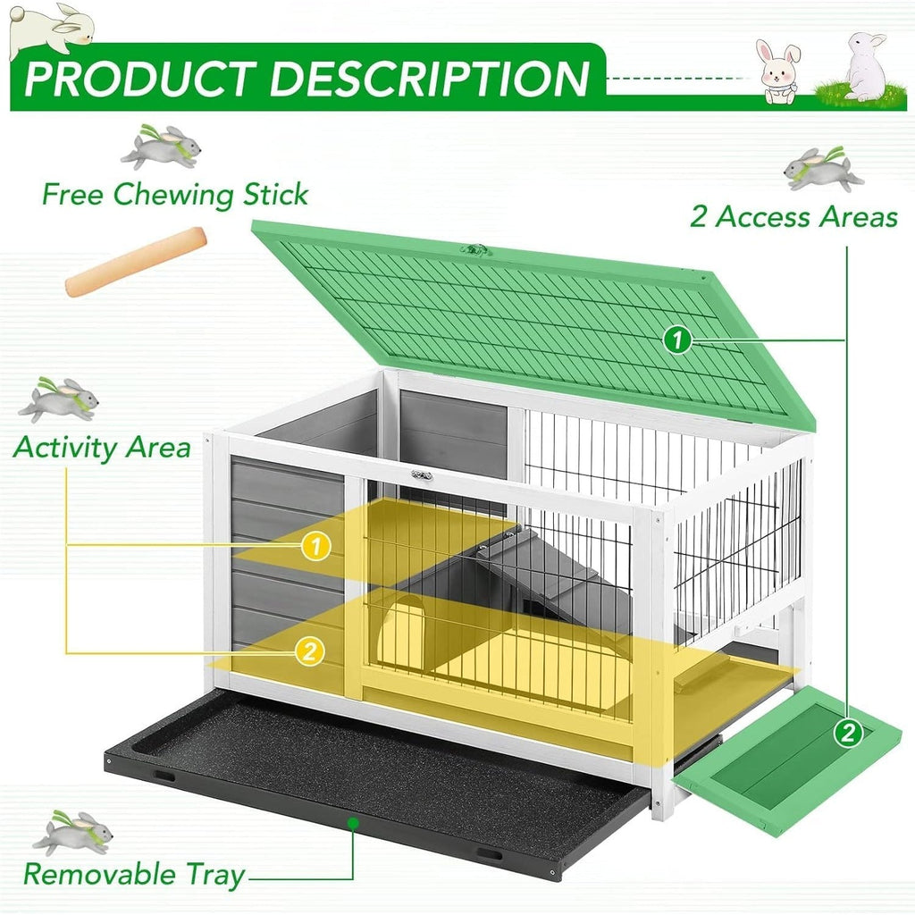 YODOLLA 35.4'' Rabbit Cage Pet House for Small Animals, Gray