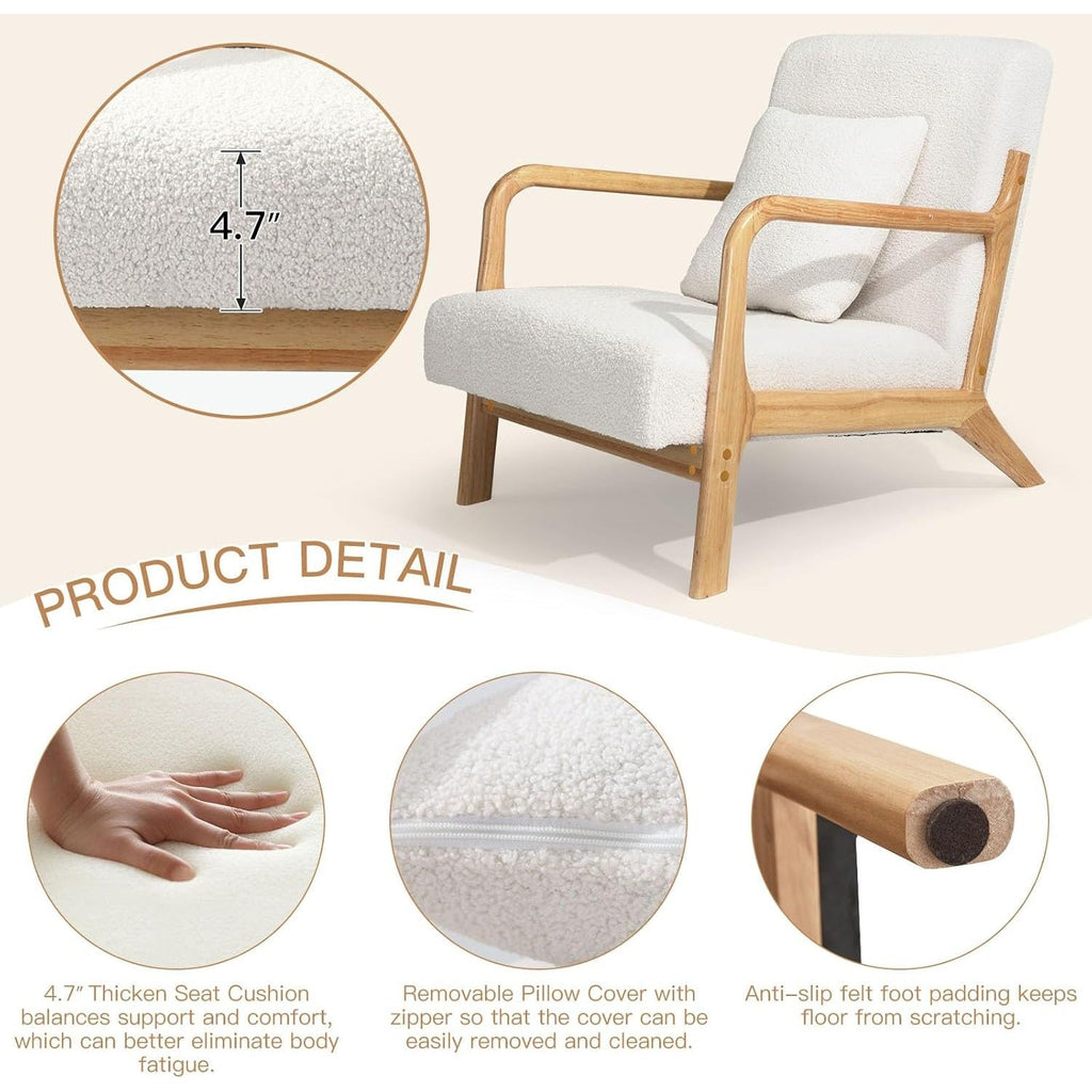YODOLLA Accent Chair Reading Armchair, Teddy Fleece White