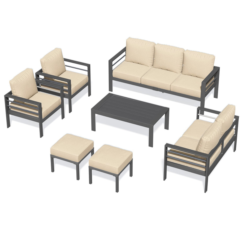 YODOLLA 7-Piece Patio Set, Beige Cushions