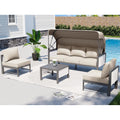 YODOLLA 4 Pieces Aluminum Patio Furniture Set, Retractable Canopy, Beige