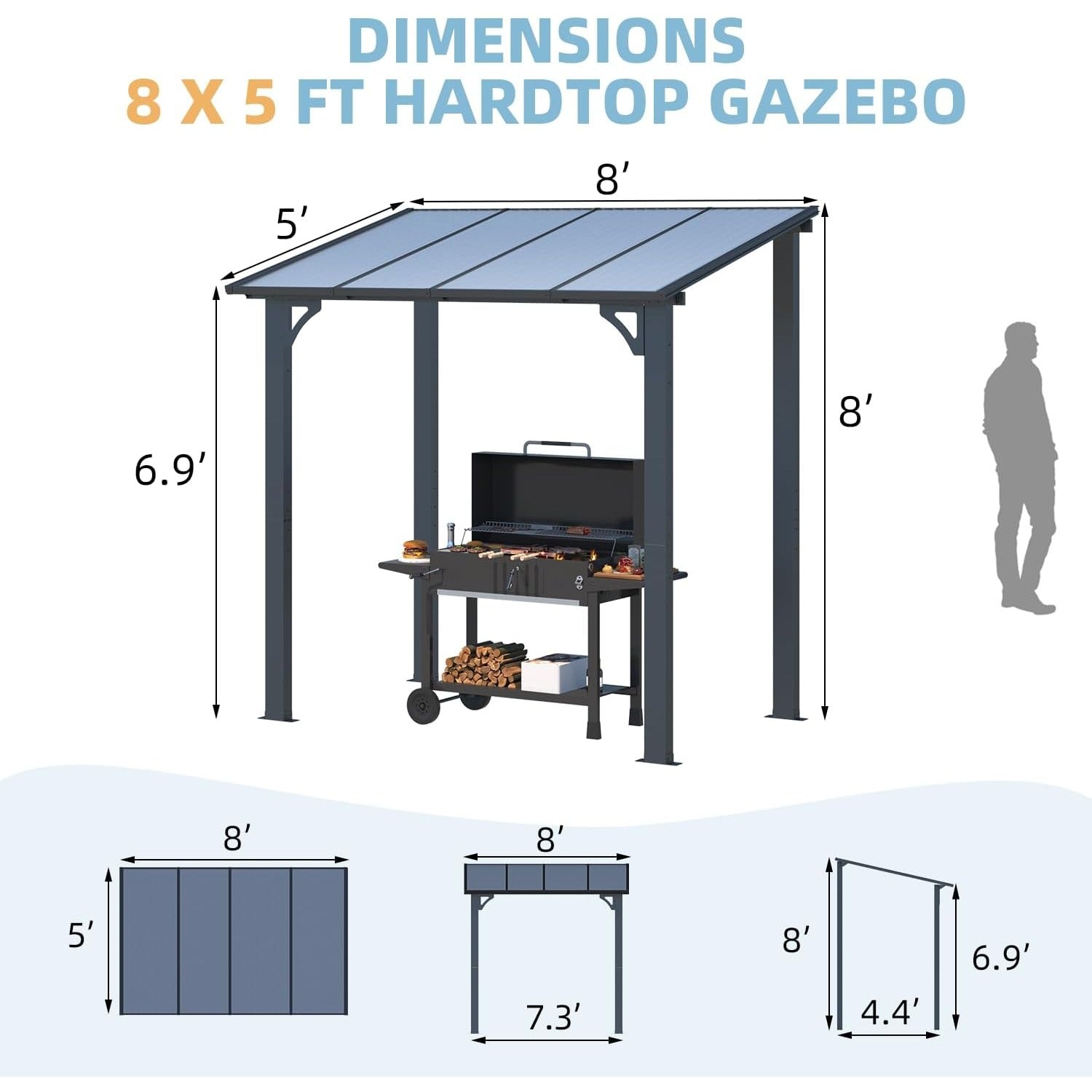 YODOLLA 8' x 5' Gazebo Outdoor Pergola