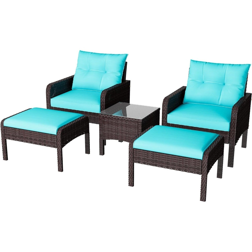 YODOLLA Outdoor 5 Pieces Patio Furniture Set, Bluebest