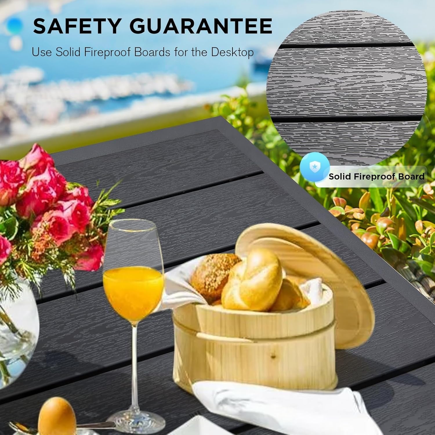 YODOLLA 7 Pieces Metal Patio Furniture Set, Dark Blue