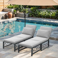 YODOLLA Outdoor Metal Chaise Lounge Adjustable Chair Set of 2 with 1 Side Table