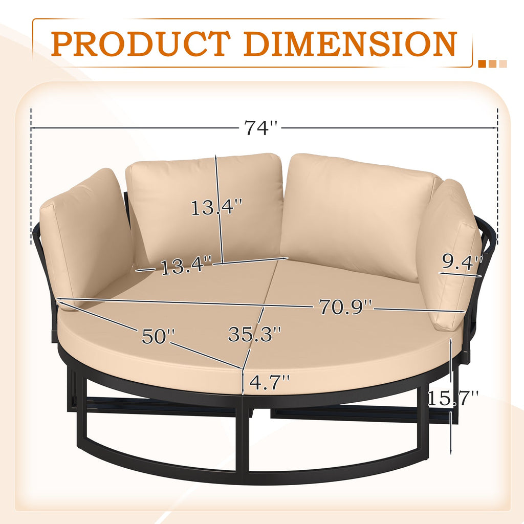 YODOLLA Patio Furniture Outdoor Daybed with Removable Cushions, Beige
