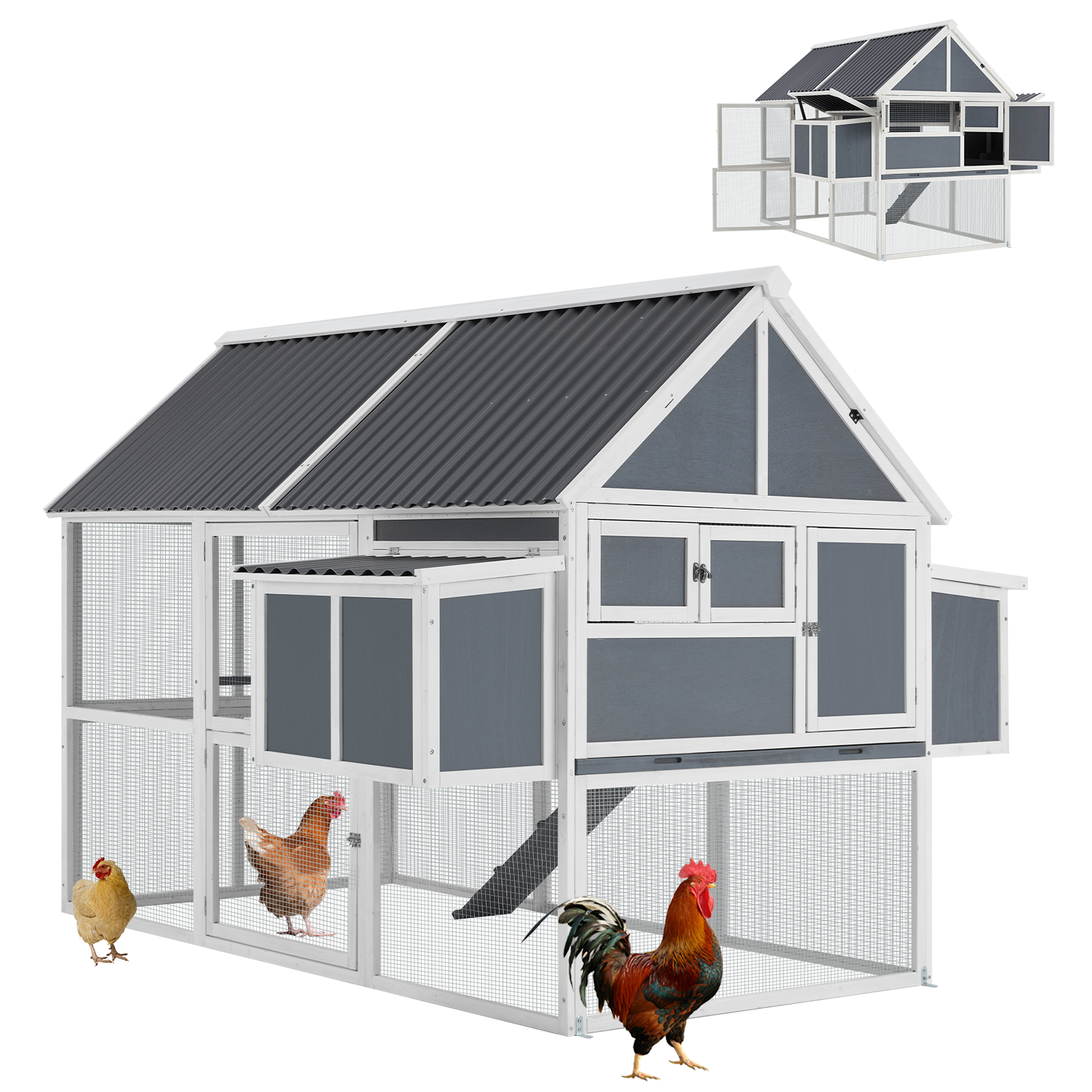 YODOLLA 84" Large Wooden Chicken Coop for 8-10 Chickens