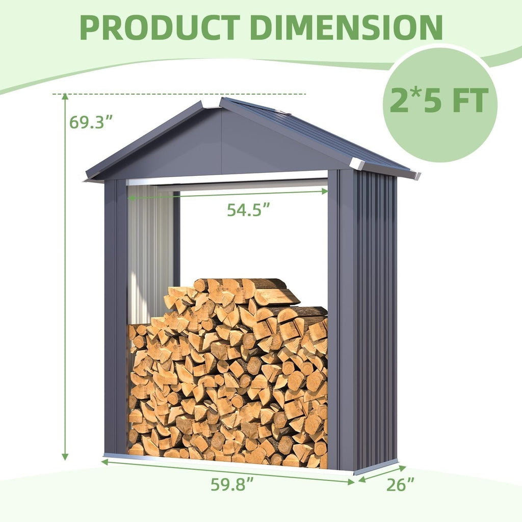 YODOLLA 2x5FT Outdoor Storage Shed, Grey