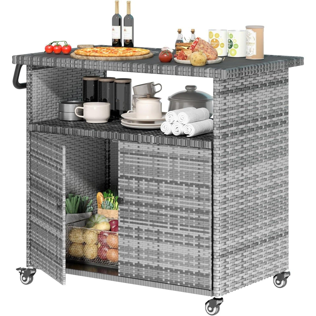 YODOLLA Grill Cart Outdoor with Storage, Graybest