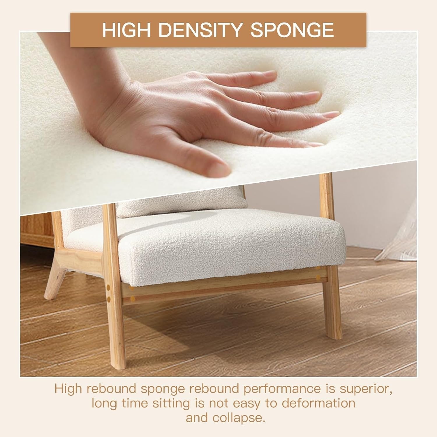 YODOLLA Accent Chair Reading Armchair, Teddy Fleece White