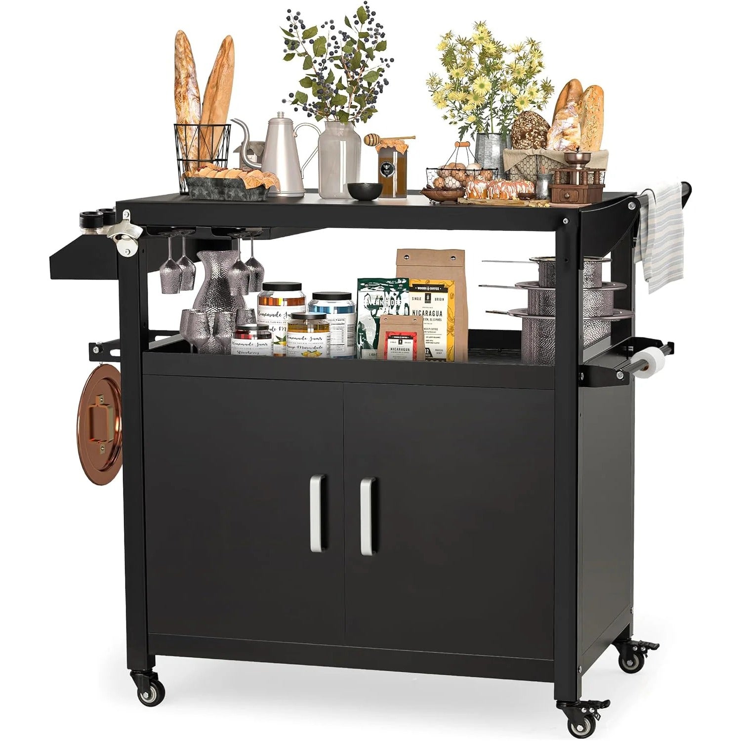YODOLLA Outdoor Grill Cart Kitchen Storage Cabinets Island with Wheelsbest