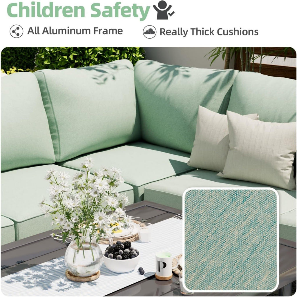 YODOLLA Outdoor Conversation Table and Chair Sets for Lawn Furniture Set, Green