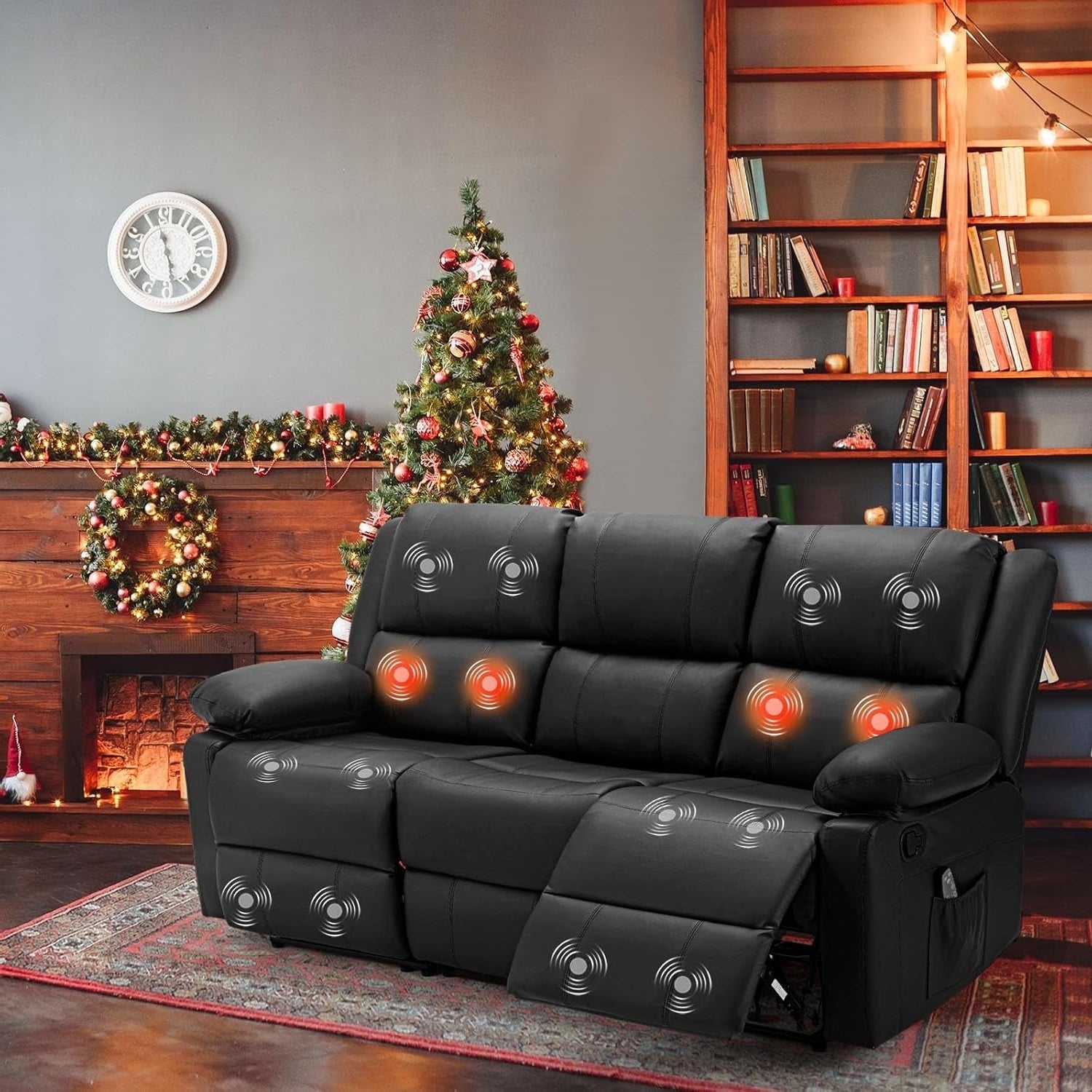YODOLLA Reclining Sofa 3-Seater Couch, Blackbest