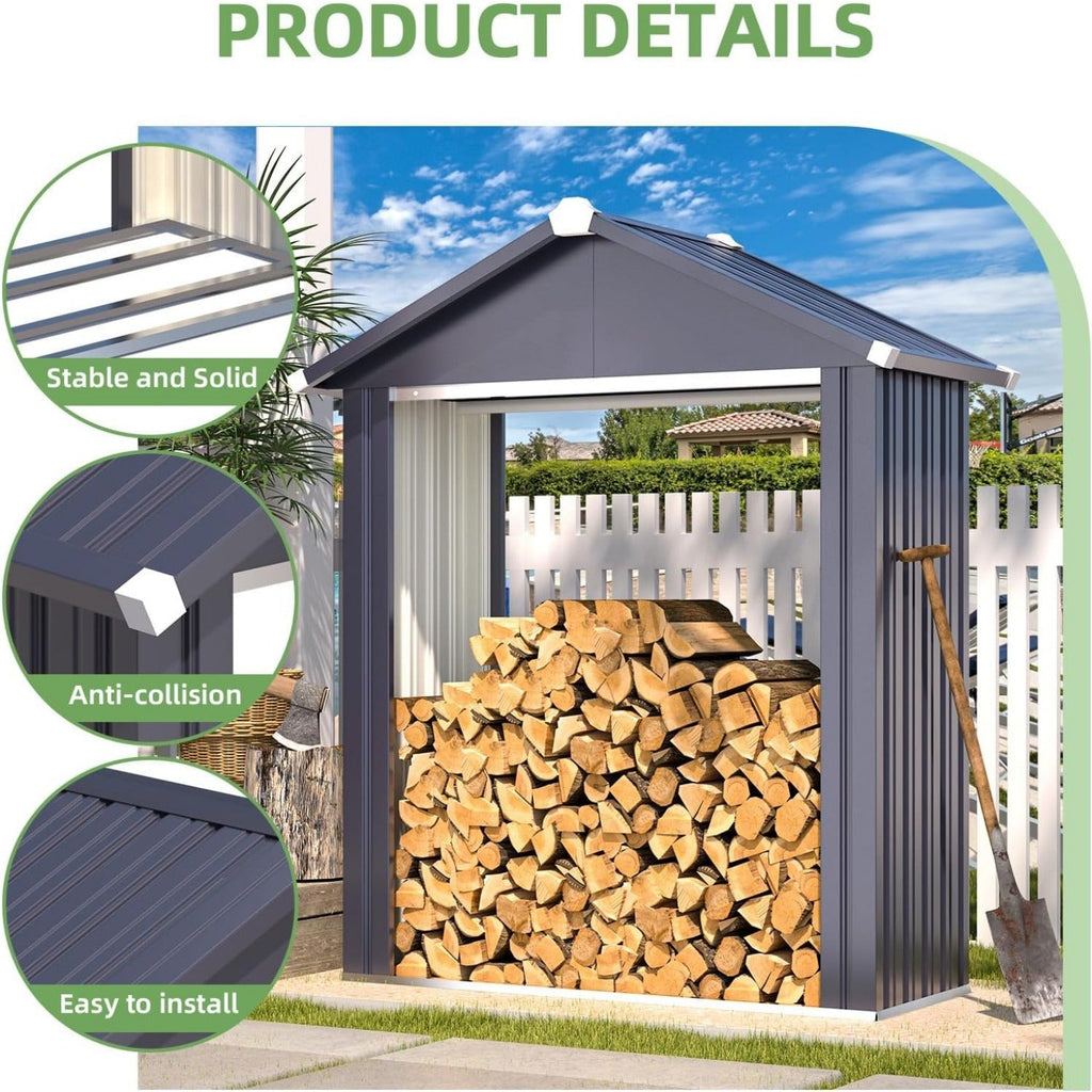 YODOLLA 2x5FT Outdoor Storage Shed, Grey