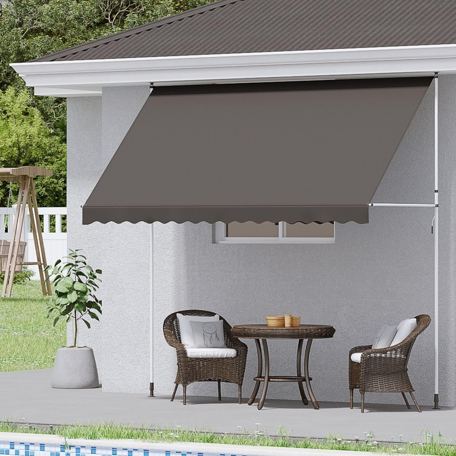 YODOLLA 3x1.8m DIY Free Standing Awning, Dark Grey
