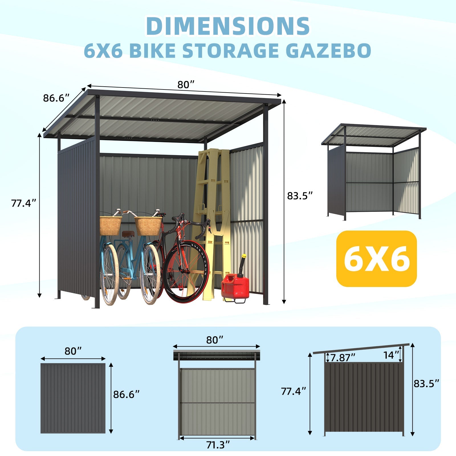 YODOLLA 6' x 6' Gazebo Outdoor Pergola for Patio, Small Lean to Hardtop Grill Gazebo