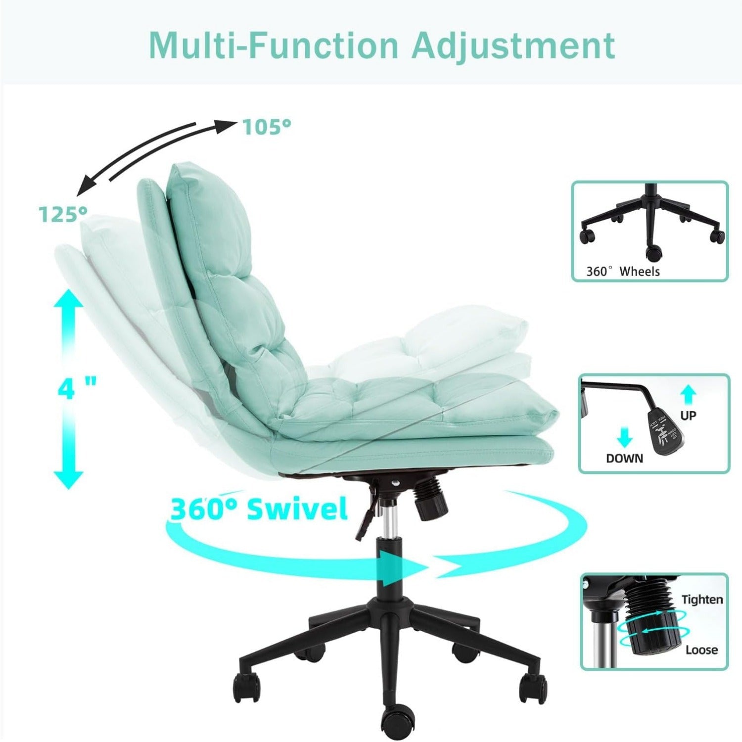 YODOLLA Office Chairs Swivel Desk Chair, PU Leather Light Greenbest