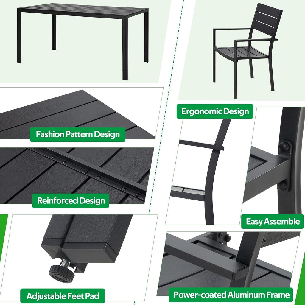 YODOLLA 7-Piece Aluminum Patio Table and Chairs Set