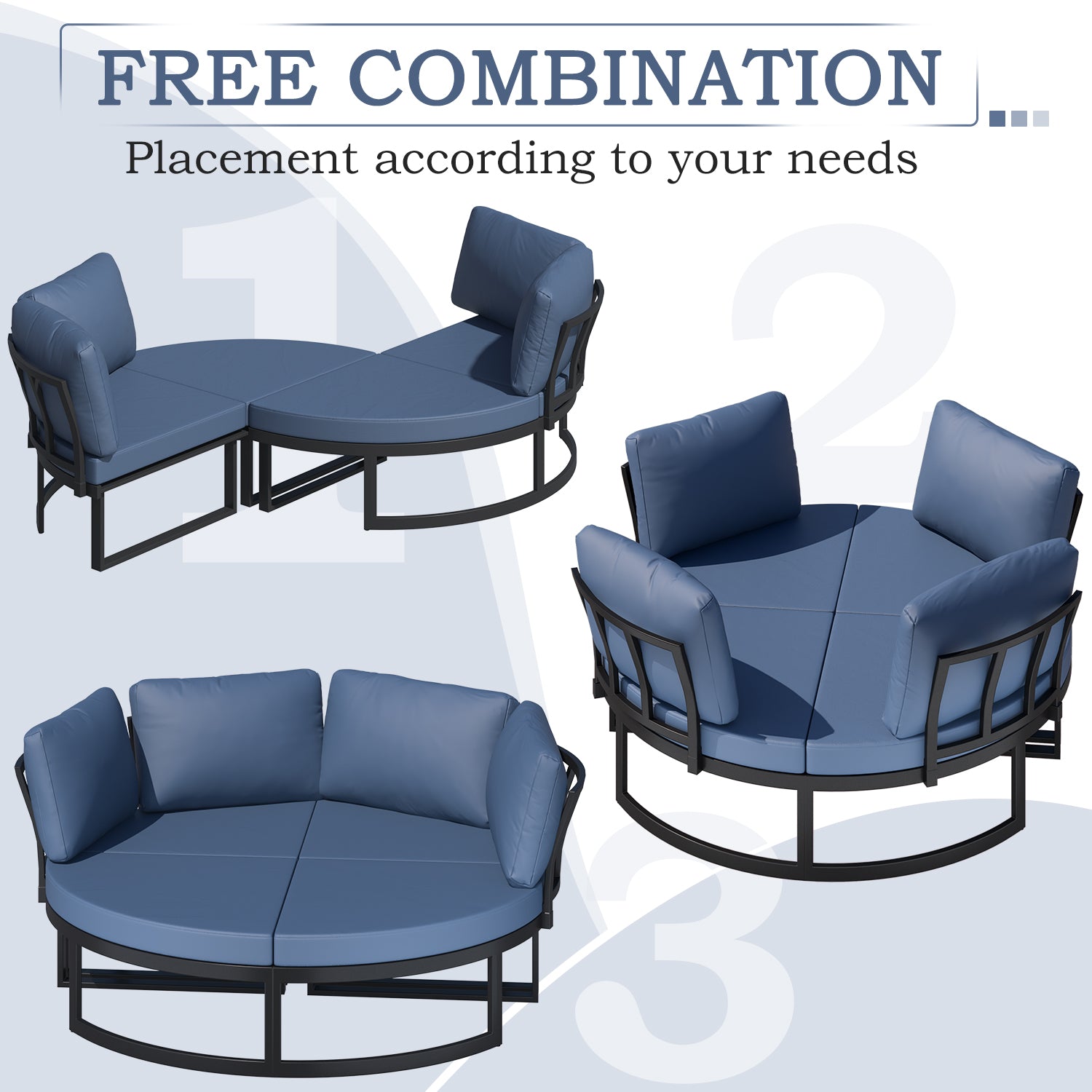 YODOLLA Patio Furniture Outdoor Daybed with Removable Cushions, Dark Blue