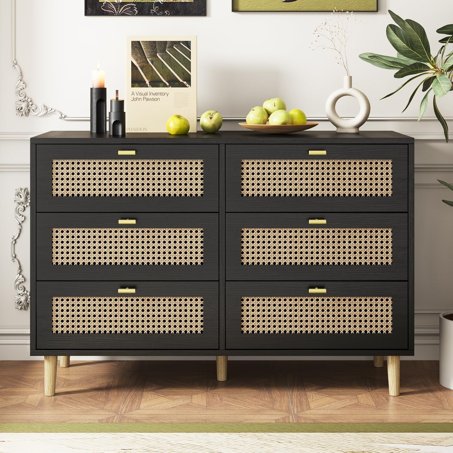 YODOLLA Wicker Dresser 6 Drawer Rattan Dresser, Blackbest