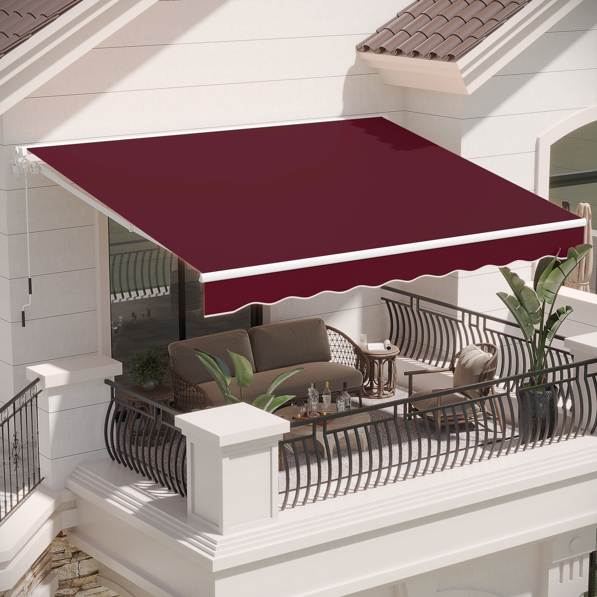 YODOLLA 13'×10' Manual Retractable Awning Sun Shade Patio