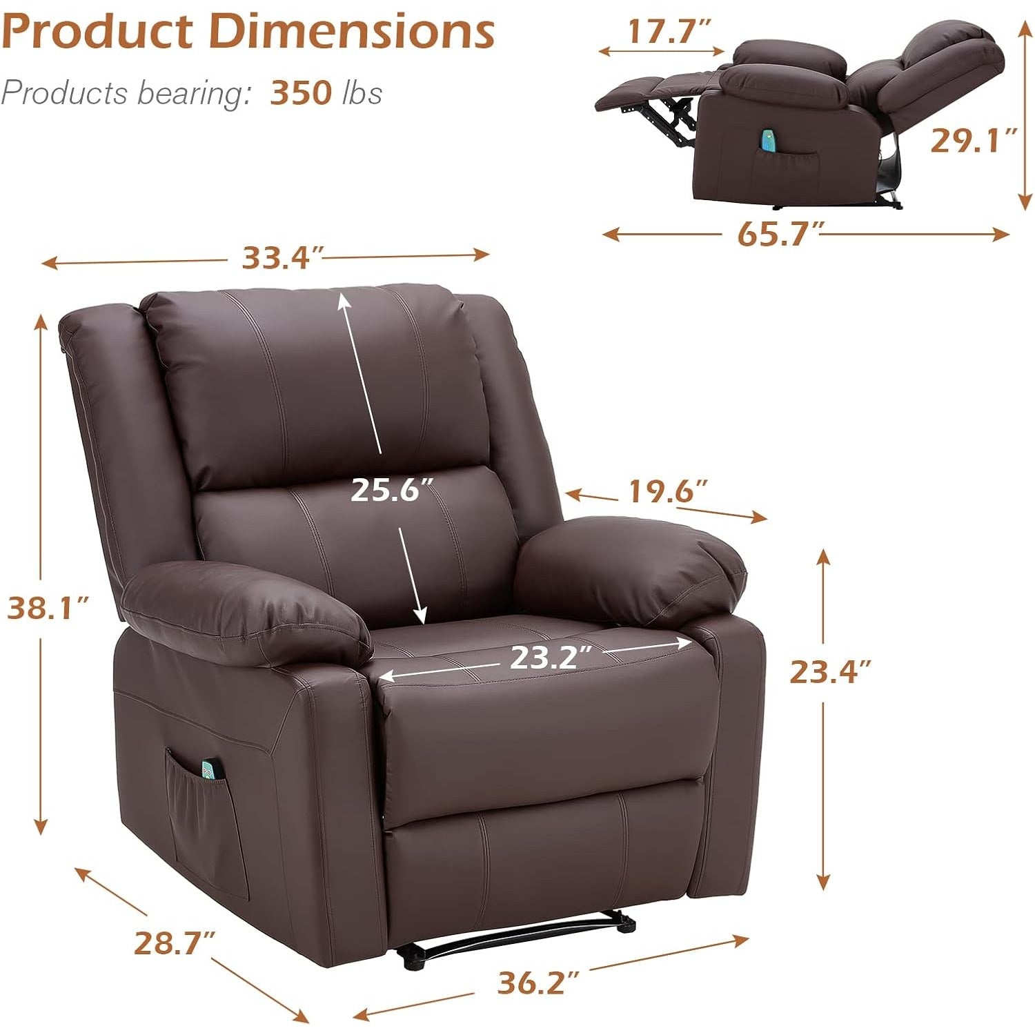 YODOLLA Massage Recliner Chair, Brown
