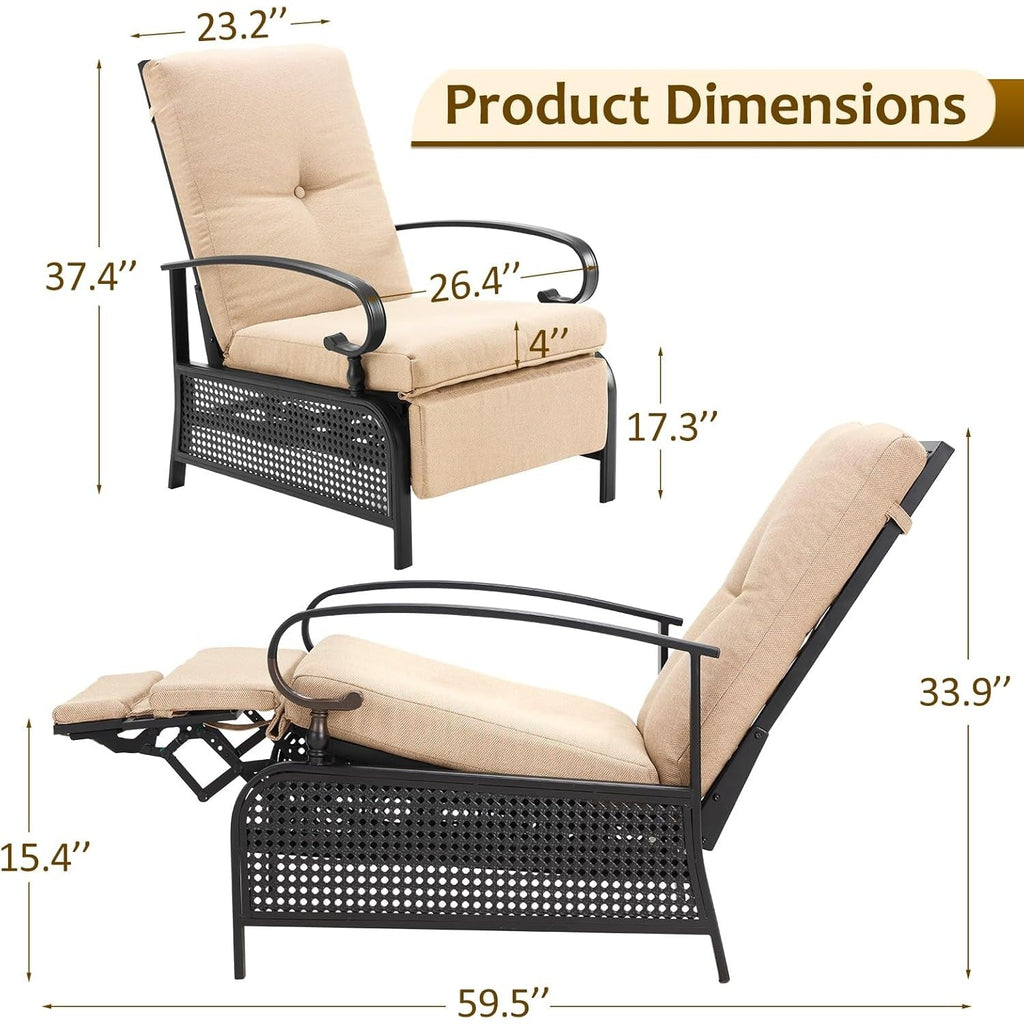 YODOLLA Outdoor Recliner Chair with Olefin Cushions