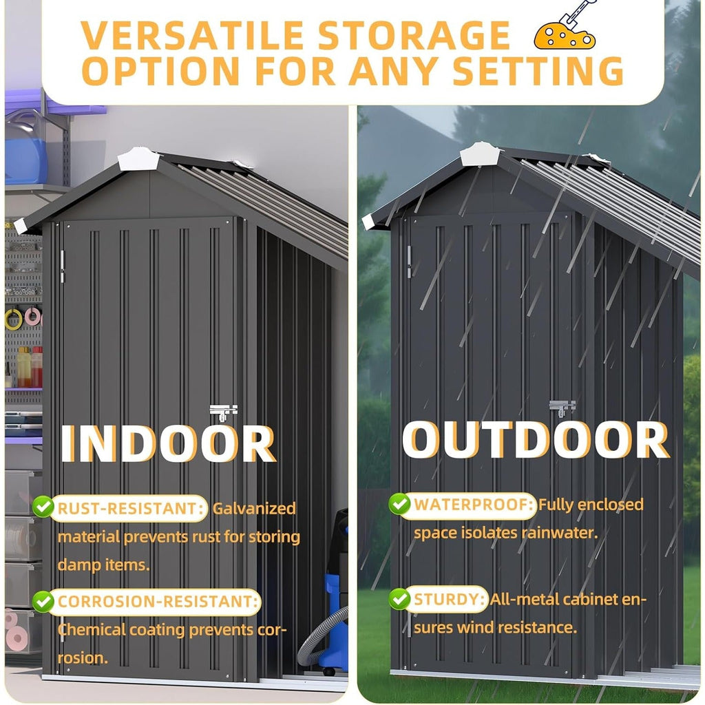 YODOLLA Waterproof Storage Cabinet with Shelves and Lean to Open-Sided Firewood Racks