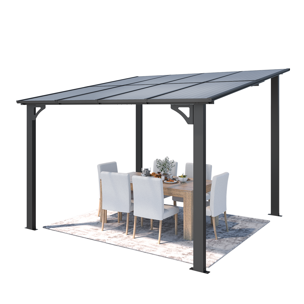 YODOLLA 8' x 8' Lean to Gazebo Pergola for Patio, Dark Grey