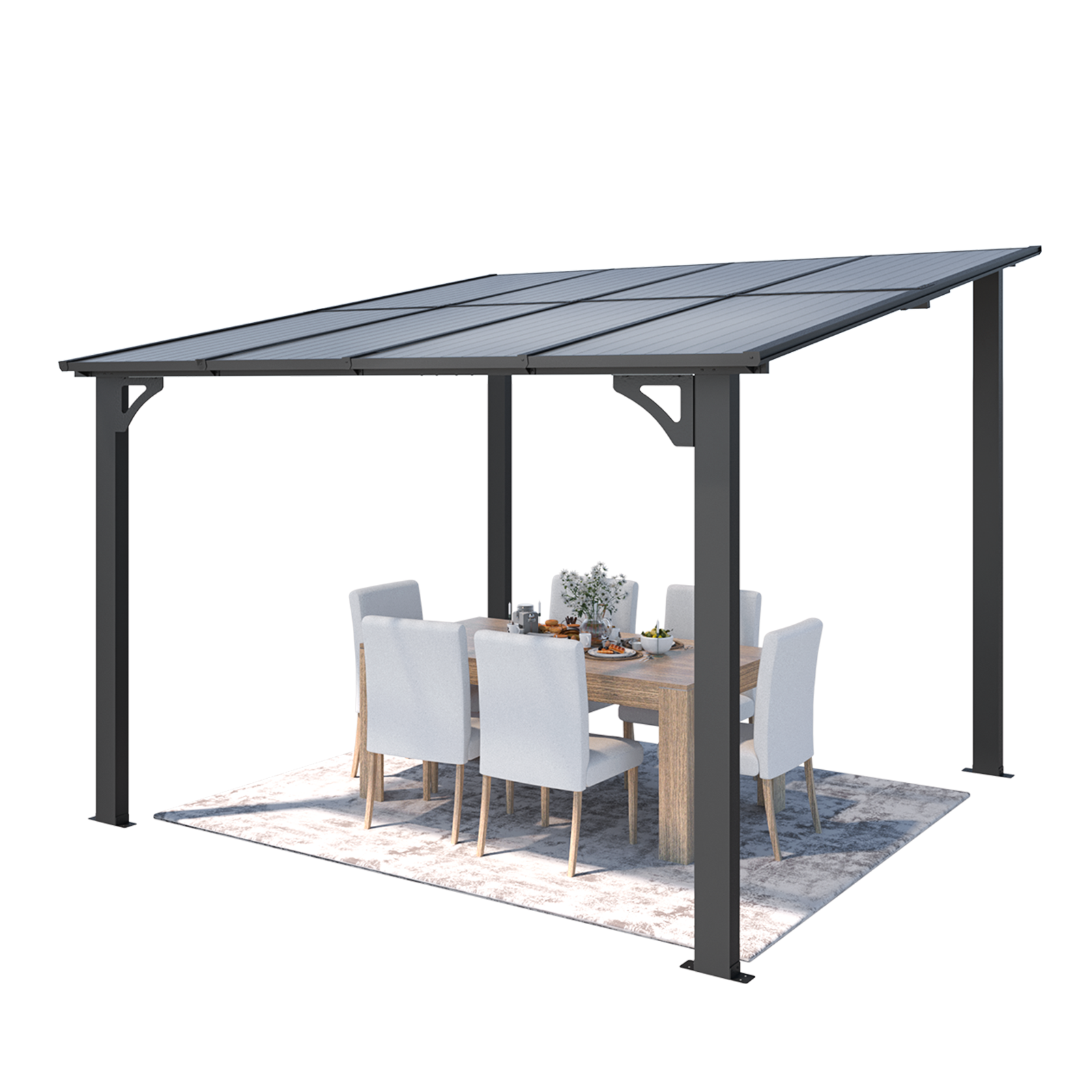 YODOLLA 8' x 8' Lean to Gazebo Pergola for Patio, Dark Grey